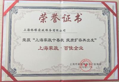 橋緣榮譽(yù)(2018-2020) 上海、江蘇家政 榮譽(yù)證書獎(jiǎng)牌 獎(jiǎng)?wù)陋?jiǎng)杯 獎(jiǎng)勵(lì)證書 企業(yè)榮譽(yù) 稱號 橋緣公司取得的榮譽(yù)